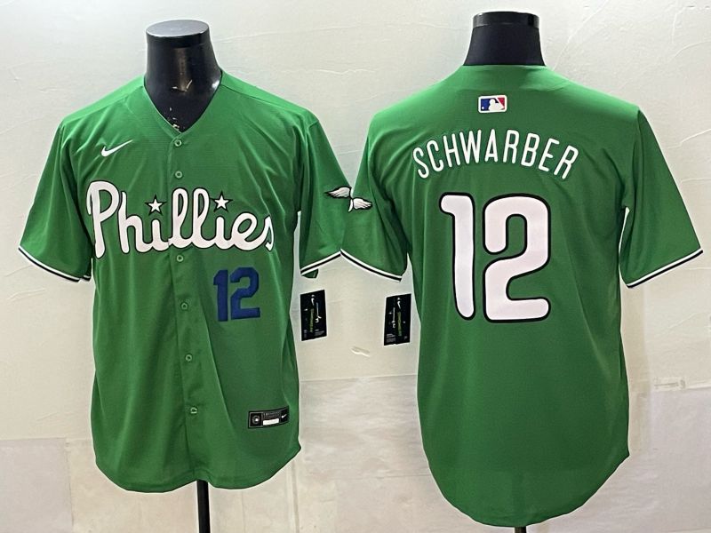 Men 2026 Philadelphia Phillies #12 Schwarber Green Game Nike MLB Jersey style 0018